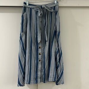 Striped Blue Button-Down Skirt